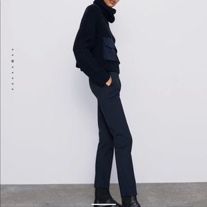 NWOT Zara Navy Elastic Waist Trouser, Small
